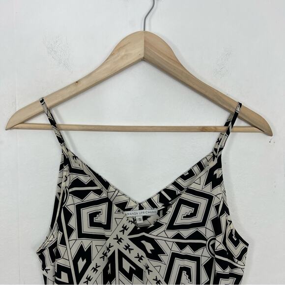 Amanda Uprichard Black White Geometric Silk Spaghetti Strap Mini Dress Size S - Picture 7 of 10